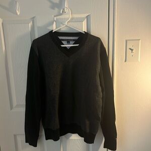 Black and Grey Tommy Hilfiger V neck sweater